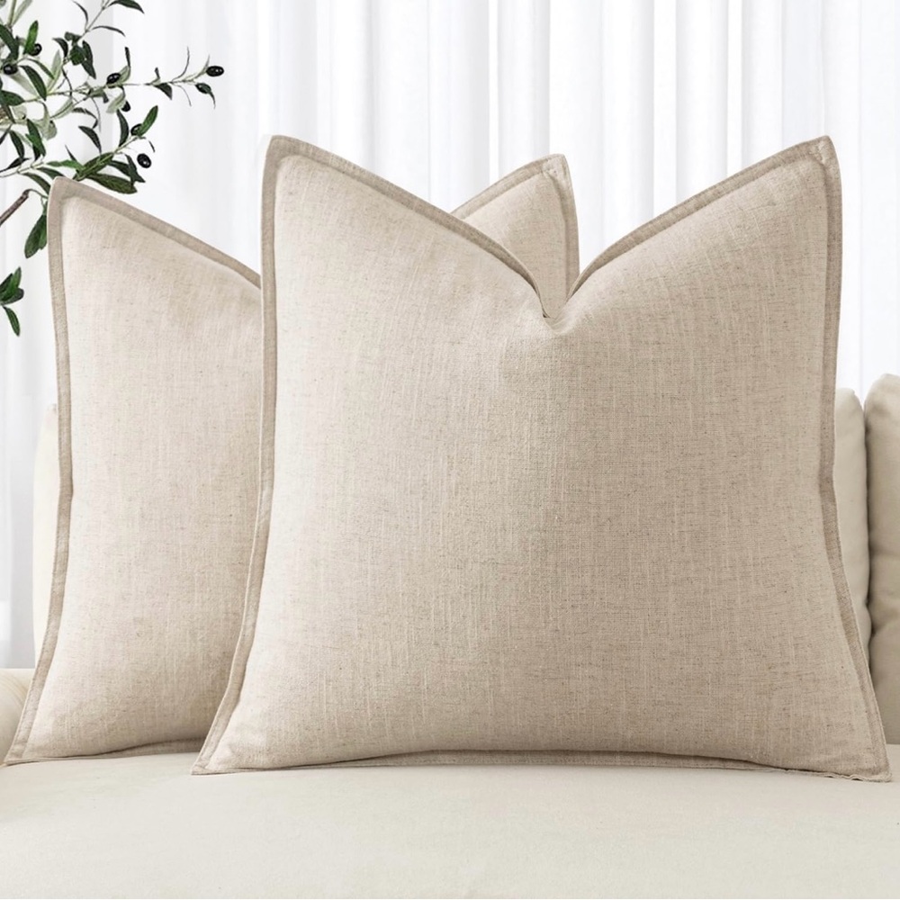 Cream Accent Pillows with Subtle Linen Texture
